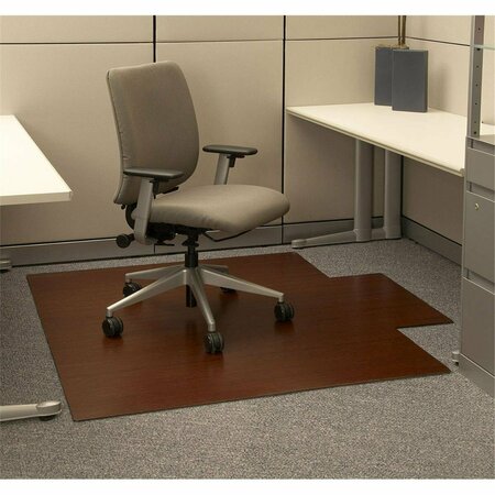 WORK-OF-ART Dark Cherry Bamboo Roll-Up & Hardwood Office Chair Mat 55 X 47 WO165692